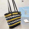 Luxo Teave Straw praia ombro Raffias Designer Bag Anagram