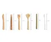 Dinnerware Sets Portable Natural Bamboo Straw Spoon Fork Knife Chopsticks Cleaning Brush Kitchen Utensil Cutlery Set Top Quality