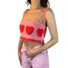 Serbatoi Xingqing y2k Kawaii Camis 2022 T-shirt crop senza maniche a forma di cuore da donna Canotta dolce lavorata a maglia San Valentino Abbigliamento P230526