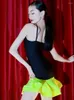 Abiti da spettacolo per ragazze di danza latina Abiti da ballo giallo fluorescente Costume da pratica Rumba Cha per bambini BL5519