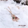 Collane con ciondolo Albero di Natale Grandi pendenti di cristallo Oro rosa Sier Colore Girocollo Donna Moda Gioielli all'ingrosso Regalo per ragazze Dro Dh5Wn