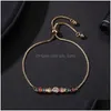 Braccialetti con ciondoli Braccialetto in zircone arcobaleno dorato Colorf Catena regolabile Tennis per donne Ragazze Contenitore di gioielli di moda Drop Delivery Dhsar