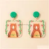 Dangle Lustre Mode Mignon Acrylique Boucles D'oreilles Imprimer Feuilles Ours Animal Géométrique Résine Acétate Pour Les Femmes Drop Delivery Bijoux Dhard