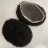 أنظمة الشعر البشرية البكر الماليزية #1B اللون الأسود الطبيعي 8x10 Toupee 4mm Root Afro Full Lace للرجال السود