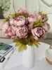 Bouquets De Fleurs Décoratives 13 Têtes Décor À La Maison Pivoine Artificielle Vintage Real Touch Bouquet De Mariée Soie El Office Fête De Mariage