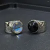 Bagues de cluster Amorita Boutique Bague en pierre de clair de lune couleur argent pour femmes et hommes