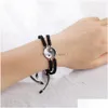 Bracelets de charme Braid Braid Casal Bracelet Yin e Yang Tai Chi Pseras Pingentes Ajustáveis ​​Pingentes de Jóias Mães Drap Delp Dhrou