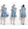 Girl Boutique Printed Short Dress 2024 Summer High-end Trend Lady Fashion Ruffles Sleeve Bow Dresses