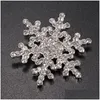 Spille Spille Cristallo Fiore di neve Spilla Pin Charm Donna Gemma Ciondolo Strass Grande fiocco di neve Tema invernale Natale Goccia all'ingrosso Dhkey