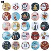 Christmas Decorations 24PCS Advent Calendar Badge 24 Number Gift Box Label Pattern Button Pins Merry Year Xmas Decor Supplies