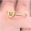 Rings Adjustable Initial 26 Letters Heart Open Couple Gift Romantic Cute Casual Jewelry Accessories Drop Delivery Ring Dhzyf