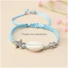 Очарование браслетов Boho Shell Bracelet Ручной пляж Регулируемая морская черепаха красная веревка