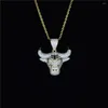 Anhänger Halsketten Bull Halskette mit 4mm Tenniskette Gold Silber Farbe CZ Herren Hip Hop Schmuck Charm Geschenk