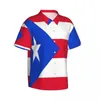 Chemises décontractées pour hommes Chemise pour hommes Drapeau de Porto Rico Hauts à manches courtes Revers Été