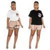 Trechsuits de marca Summer Mulheres roupas de manga curta e shorts conjuntos de duas peças conjuntos casuais trajes de suor esportivo de roupas esportivas