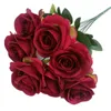Kwiaty dekoracyjne jeden jedwabna grupa róża kwiat sztuczny 7 głów bukiet Rosa Fluer