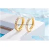 Charm Fashion Cubic Zirconia Crystal Piccoli orecchini a cerchio per le donne Ragazza stile coreano Round Clip Stud Gold Sier Design Jewelry Gift D Dhv3Y