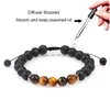 Pärlor män kvinnor 8mm lava rock sten pärla armband eterisk olja diffusor flätat rep tiger ögon yoga pärlor armband droppleverans jud dh920