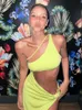 New Summer Jersey One Shoulder Cut Out Maxi Dress Split Orange Dresses Vacation Clothing Festival Rave Outfits