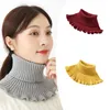 Scarves Women'S Knitted Fake Turtleneck Scarf Removable Warm Winter Windproof Pleated Edge Wrap Around