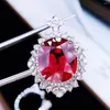 Anelli a grappolo HJY Gioiello in oro massiccio 18 carati Pietre preziose tormalina rossa naturale Diamanti da 12,6 ct Donna per le donne Anello fine