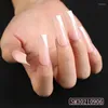 Unghie finte 24Pcs Nude White French Long Press On Tips Full Cover Dritto Quadrato Lucido Gel Artificiale Set Strumenti per manicure