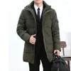 Männer Unten Business Casual Winter Männer Lange Jacke Große Größe L-6XL Verdicken Warme Parkas Mäntel Mit Kapuze Windjacke Manteau Homme hiver