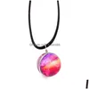 Pendant Necklaces New Arrival Neba Space Universe Galaxy Necklace Women Girls Wholesale Handmade Glass Ball Choker Rope Chain Drop D Dhjaj