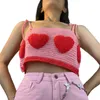 Serbatoi Xingqing y2k Kawaii Camis 2022 T-shirt crop senza maniche a forma di cuore da donna Canotta dolce lavorata a maglia San Valentino Abbigliamento P230526