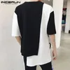 Мужские футболки Incerun Summer Men Men Patchwork Print O Sece Streetwear с коротким рукавом.