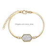 Charme Bracelets Résine Druzy Bracelet Hexagone Cristal Pierre Manchette Bracelet Or Sier Couleur Marque Bijoux Pour Femmes Cadeau En Gros Drop De Dhled