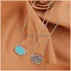 Pendant Necklaces New Design Geometric Druzy 14 Colors Gold Sier Plated Geometry Stone Necklace For Elegant Women Girls Fashion Drop Dhfxc