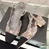 Kvinnors slingbacks klädskor designer tweed chunky klackar 6