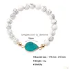 Perlé 8Mm Perles De Pierre Naturelle Bracelets Pour Femmes Résine Druzy Colorf Charme Blanc Turquoise Perle Bracelet En Gros Bijoux Drop Deli Dhtyc