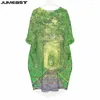 Casual Dresses Jumeast Women 3D Batwing Pocket Dress Plus Size Overdimensionerad landskapslandskap Streetwear Pullover Summer Kirt Nightdress