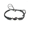 Strang Verstellbares geflochtenes Paar-Armband Tai Chi Yin Yang Passender Liebhaber Schwarz Weiß Armbänder Armreifen Mode Freunde Schmuck Geschenke