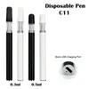 C11 engångsvape Pen Oil Förångare 0,3 ml 0,5 ml 280mAh Uppladdningsbar keramisk spole Press-in Tips Bud O Pennor