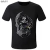 Herr t-shirts s-6xl skallar heta borr mode anime t-shirt casual män strass design tyg mjuk bekväm topp tees l230520 l230520