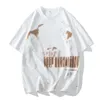 2023 Summer New Men's Short Sleeve T-shirt Graffiti Letter Printing Trend Loose and Versatile Off Shoulder Bottom Shirt