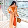 Women Wool X-Long Woolen Cotil Coat Women Cotton Winter Winter Cotton There Outwear Sloting Hem Corn