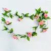 Fleurs décoratives 2.3M Plantes Artificielles Pour La Décoration Rose Accueil Chambre Accessoires Arche De Mariage 9 Tête Faux Guirlande Jardin Mur Extérieur