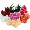 Kwiaty dekoracyjne jeden jedwabna grupa róża kwiat sztuczny 7 głów bukiet Rosa Fluer
