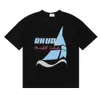 Tasarımcı Moda Giyim Tees Tshirt 2023 Yeni Rhudeyachtclub Yacht Club Erkekler Kadınlar için Baskılı Çift İplik Kısa Kollu Tshirt Şişman Trendy Erkekler Pamuk Streetwear için