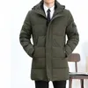 Männer Unten Business Casual Winter Männer Lange Jacke Große Größe L-6XL Verdicken Warme Parkas Mäntel Mit Kapuze Windjacke Manteau Homme hiver