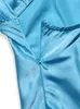 Sommer Weibliche Midi Kleid Seide Satin Elegante Kleider Für Frauen 2022 Chic Urlaub Party Outfits Kleidung Blaues Kleid