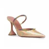 Straight fashion half slippers for women wearing fashionable sparkling rhinestone silk wine glass heels, toe 230526