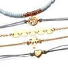 Charm Bracelets 5Pcs/Set Fashion Map Heart Coconut Tree Beads Chain Rope Bracelet Women Jewelry 2023