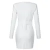 Casual Dresses Wholesale Women's Stretch Knit White Square Collar Long Sleeve Sexig Evening Celebrity Cocktail Party Bandage Dress