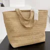 Designer Tote Bag Rive Gauche Summer Grass Woven Bag Womens stor kapacitet Handväska klassisk designklass Vävd axelväska handväska strandpåse