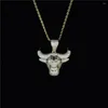 Anhänger Halsketten Bull Halskette mit 4mm Tenniskette Gold Silber Farbe CZ Herren Hip Hop Schmuck Charm Geschenk